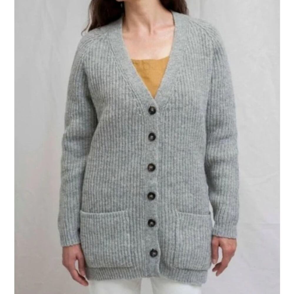 L'ENVERS & THE GARMENT Sz M/L Gray Chunky Wool Joanna Cardigan Sweater Lenvers